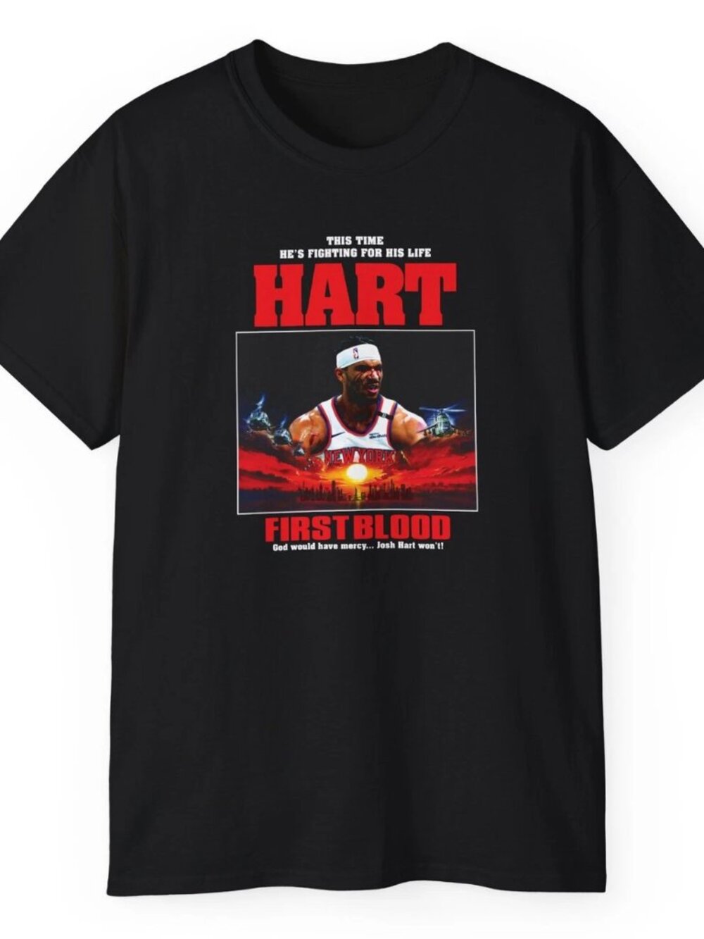New York Knicks Tee Josh Hart Rambo First Blood 90s Basketball Shirt